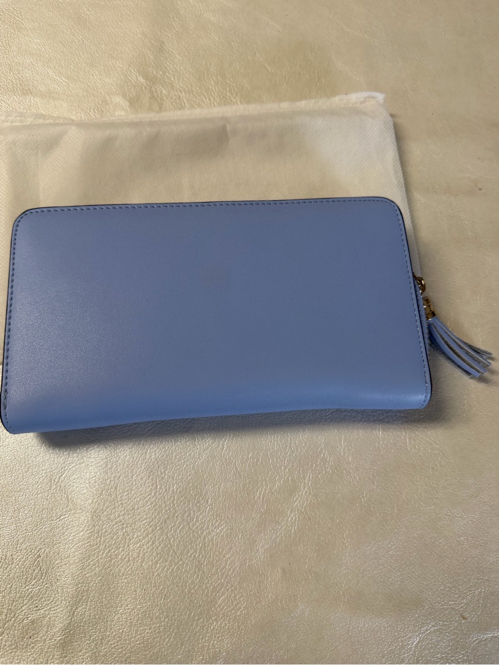Saks Fifth Avenue Periwinkle Zip-Around Wallet with Tassel